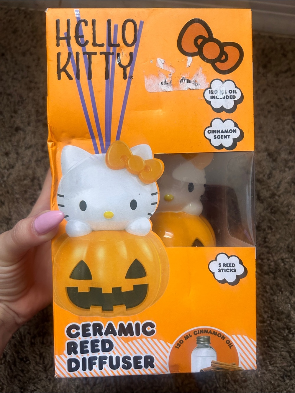 Hello Kitty Orange & White Pumpkin Ceramic Reed Diffuser